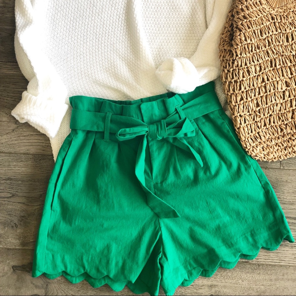 Emerald Green Scallop Shorts
